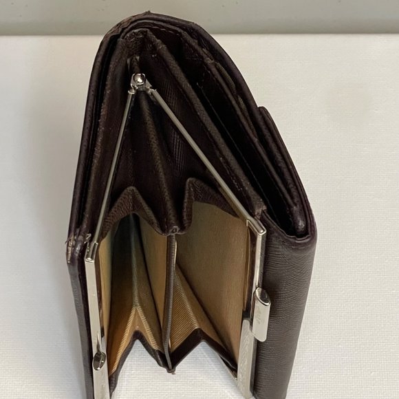 BURBERRY Vintage Nova Check Kisslock Tri-Fold Canvas & Leather Wallet 4.7"×4" - Picture 10 of 12